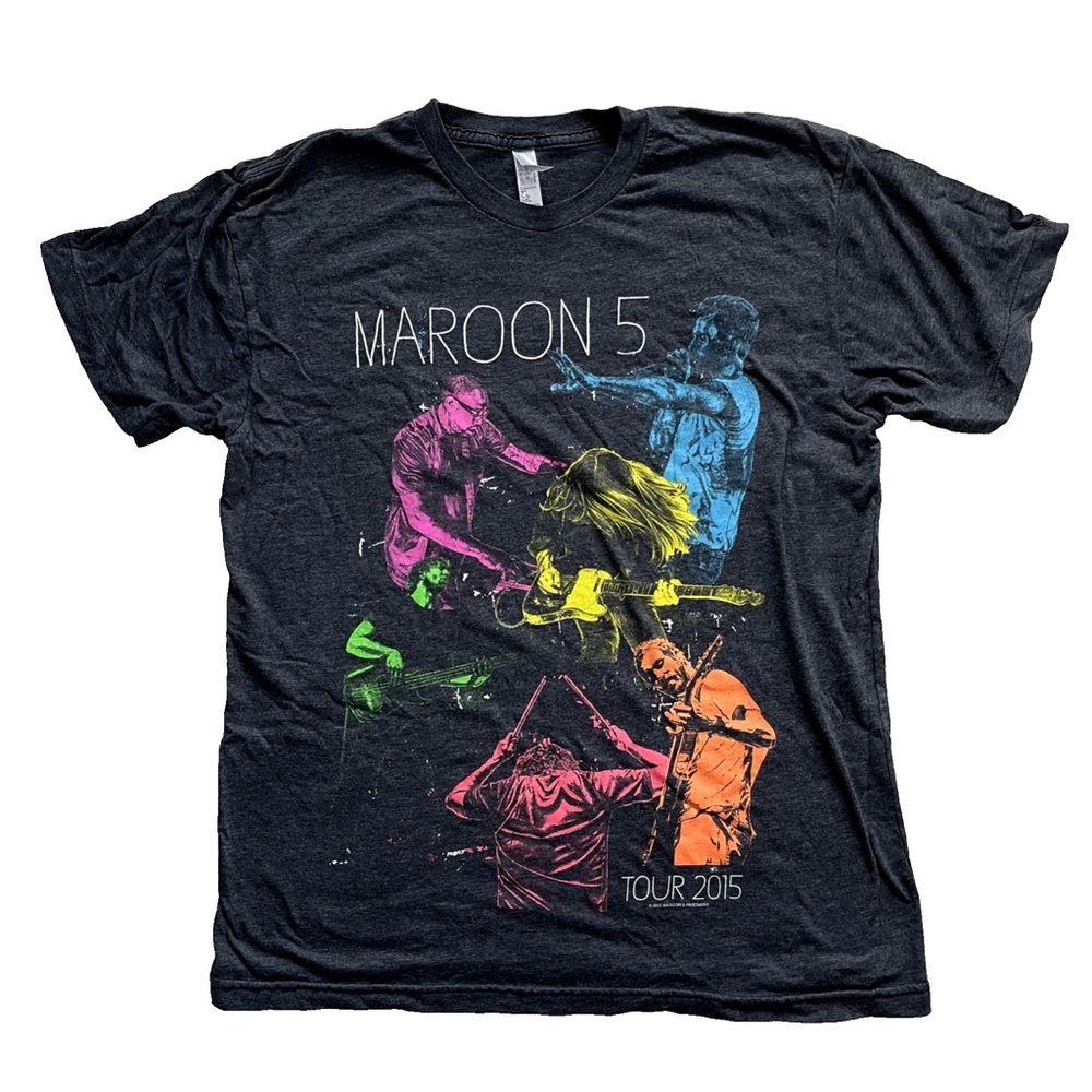 Maroon 5 2015 Concert Tour T-Shirt Size MNorth American Adam Levine Heather Blk